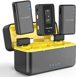 FULAIM X5 Wireless Lavalier Microphone System, Lavalier Lapel Mic with 18H Battery Life Charging Case for DSLR Cameras/iPhone/Android/Live Streaming